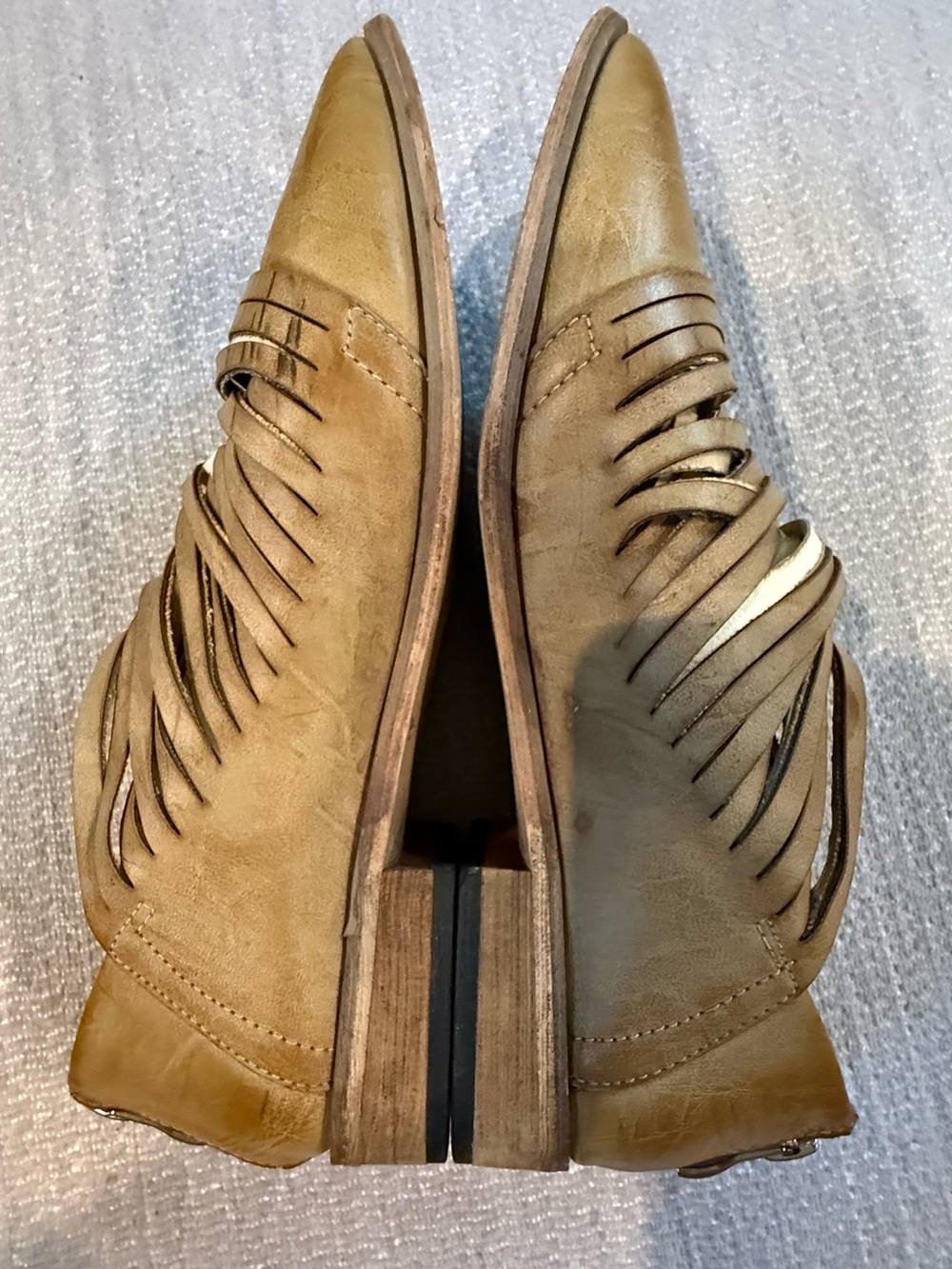 Free People Style Boho Western Cage Flats Tan Festival Boutique Shoes 6.5